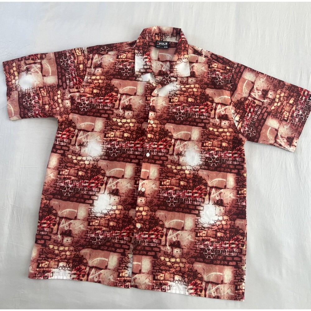 Southpole Multi Logo Button Up Multi Color Dress Shirt - Size XXL Y2K
